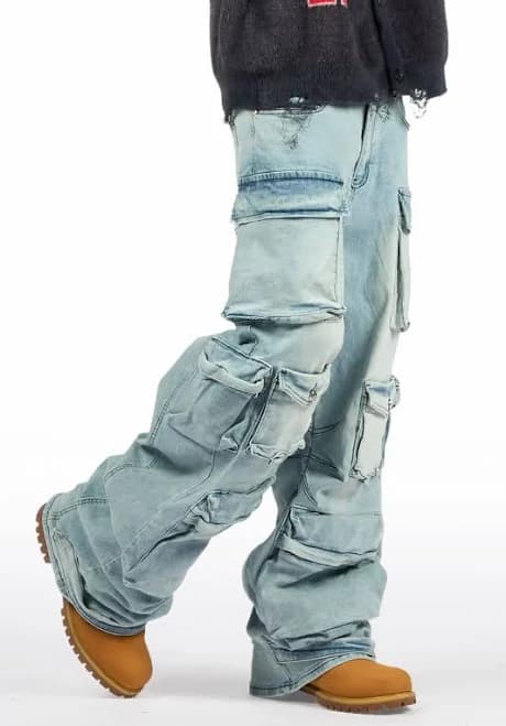 Mahesh Blue Baggy Cargo Jean