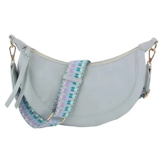 Crescent Vegan Leather Crossbody Bag with Guitar Strap