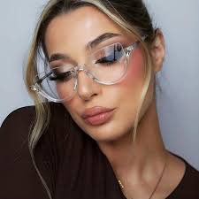 Zeelool Stylish Semi-rimless Cat Eye Glasses Frame for Women with Non-prescription Clear Lens Felicia VHP0189-01 Crystal at Amazon Women's Clothing store