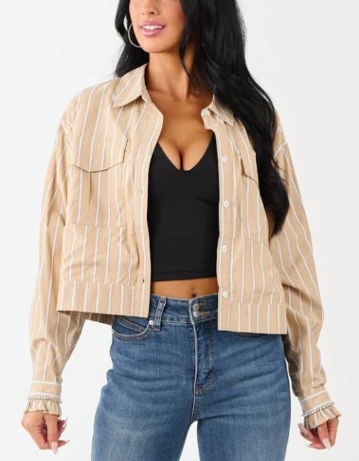 Women's Striped Long Sleeve Cotton Top