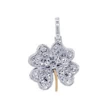 Lucky Clover Leaf 1.95 CT Diamond Pendant Yellow-White Gold 4.5MM 1.5" - Walmart.com