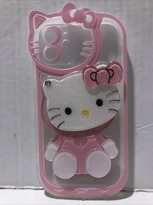 Hello Kitty Iphone 12 Case Clear, White, And Pink Glittery Sparkly