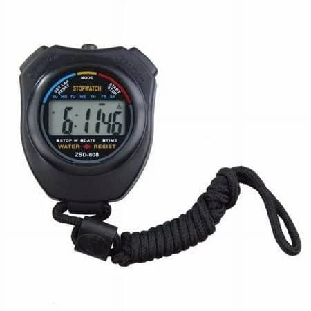 LCD Chronograph Digital Timer Stopwatch Professional Handheld Digital Stopwatch Running Chronograph Counter with Strap (Black)