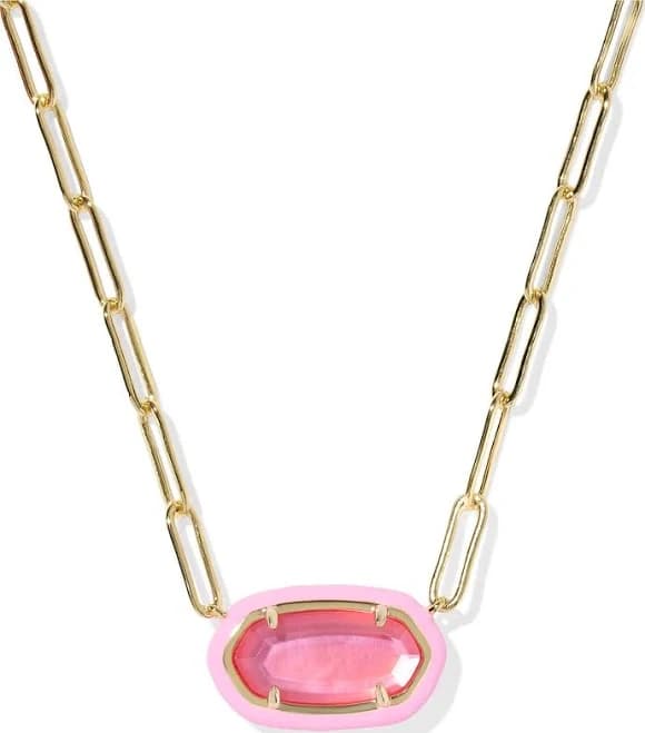 Kendra Scott Elisa Enamel Frame Paperclip Necklace