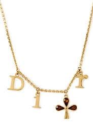 Christian Dior Vintage Floral Letter Drop Necklace | Rent Christian Dior jewelry for $59/month