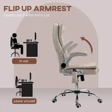 HOMCOM Faux Leather Cushioned, Adjustable Height Ergonomic Office Chair in Cream White with Arms 921-767V80CW - The Home Depot