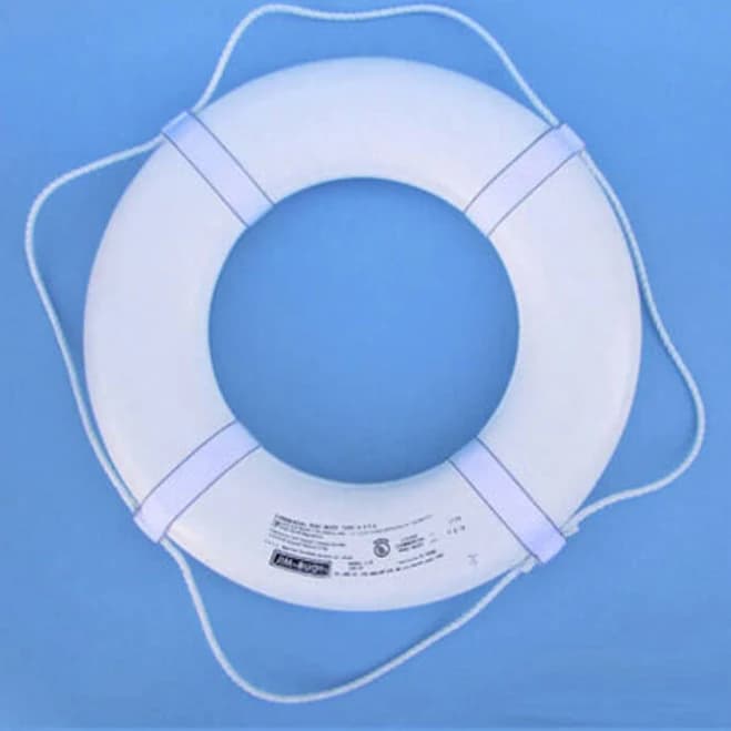 CAL June 30 in. White Ring Buoy with Straps