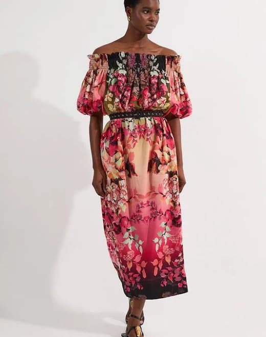 Karen Millen Voile Off The Shoulder Midi Dress