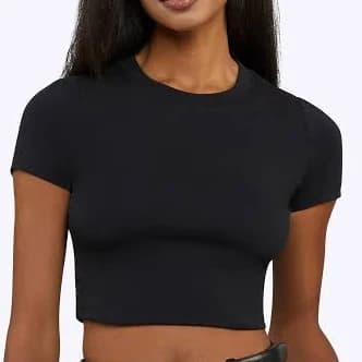 Tomboy Tee Cropped | Black Slim-fit Tomboy-Cotton