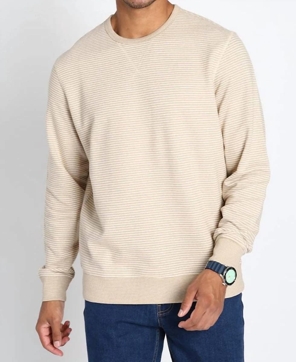 Jachs New York Striped Sustainable Fleece Crewneck Sweatshirt