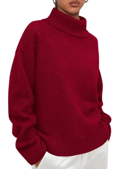 Prettygarden Women's Trendy Loose Fit Chunky Knit Turtleneck Sweater