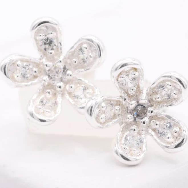 Sterling Silver Minimalist CZ Stud Earrings