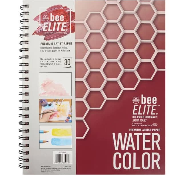Bee Elite Watercolor Pads 9" x 12" Spiral