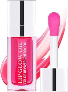 Hydrating Lip Glow Oil, Plumping Lip Gloss, Moisturizing Lip Oil Gloss, Transparent Moisturizing Lip Balm, Natural Lip Plumper (Cherry)