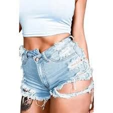 Ripped And Torn Denim Jean Shorts Women Frayed Raw Hem Shorts