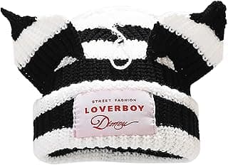 Cat Ear Beanie Cat Ear Hat Y2k Hat for Women Men Unisex Knit Beanies Soft Slouchy Warm Crochet Cap