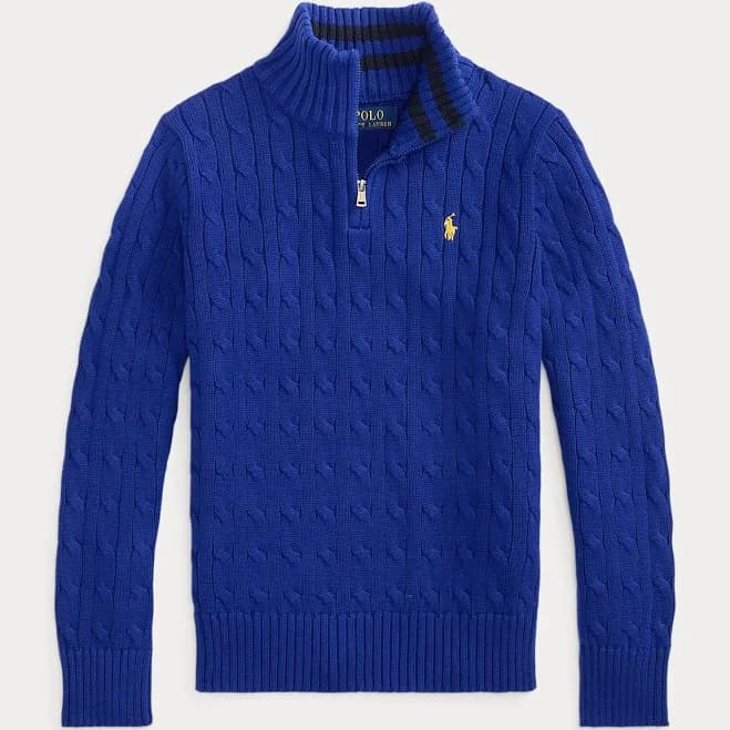 Polo Ralph Lauren Boys' Cable-Knit Cotton Quarter-Zip Sweater