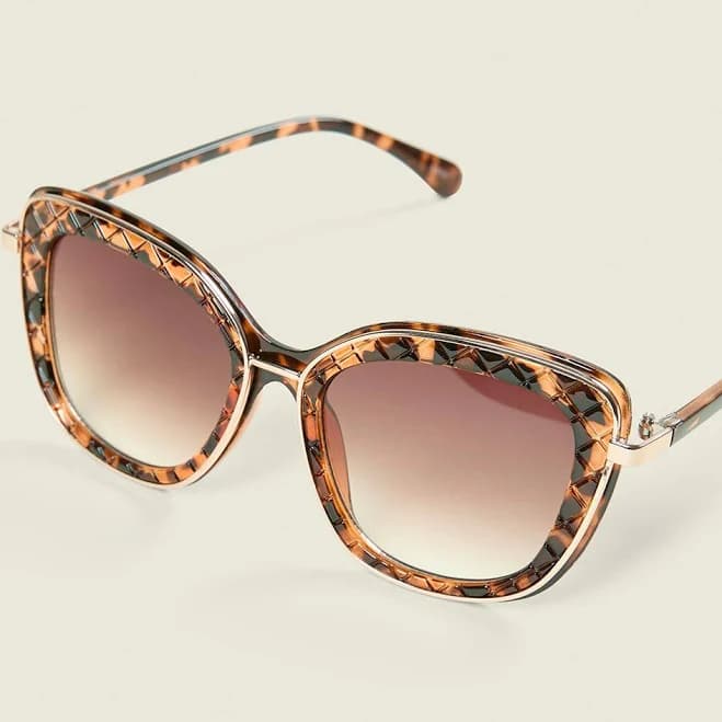 Lane Bryant Women's Quilted Tortoiseshell Cateye Sunglasses