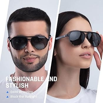 Amazon.com : TOREGE Polarized Sunglasses For Men Women Aviator Sunglasses, Lightweight Sports Sun Glasses UV400 Protection For Driving Cycling Fishing Boating Beach Golf TR75 (Black Amber&Black&Gray Lens C3) : Sports & Outdoors