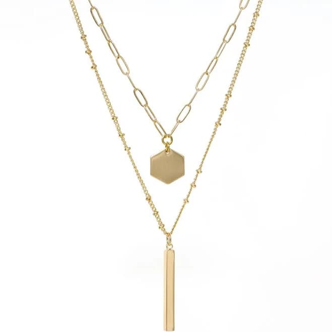 Modern Double Layer Paperclip Chain Necklace