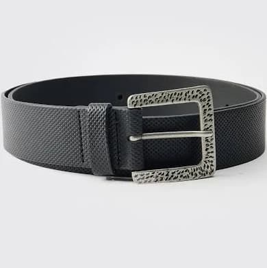 boohooMAN Men's PU Belt with Silver Buckle
