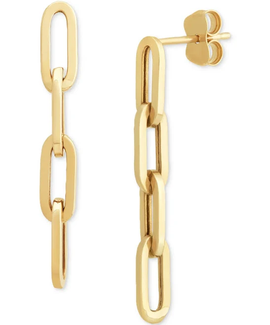 Macy's 10K Gold Paperclip Link Drop Earrings