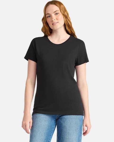 Time and Tru Women's Cotton Crewneck Tee with Short Sleeves