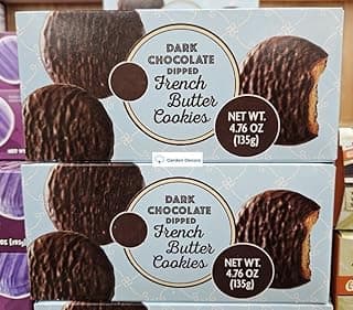 Trader Joe Dark Chocolate Dipped French Butter Cookies 4.76oz 135g (Two Boxes)