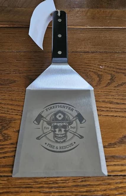 Custom Laser Engraved Spatula, Stainless Steel with Wooden Handle, 5.25" x 12" | Silver | 5 in | 12 in