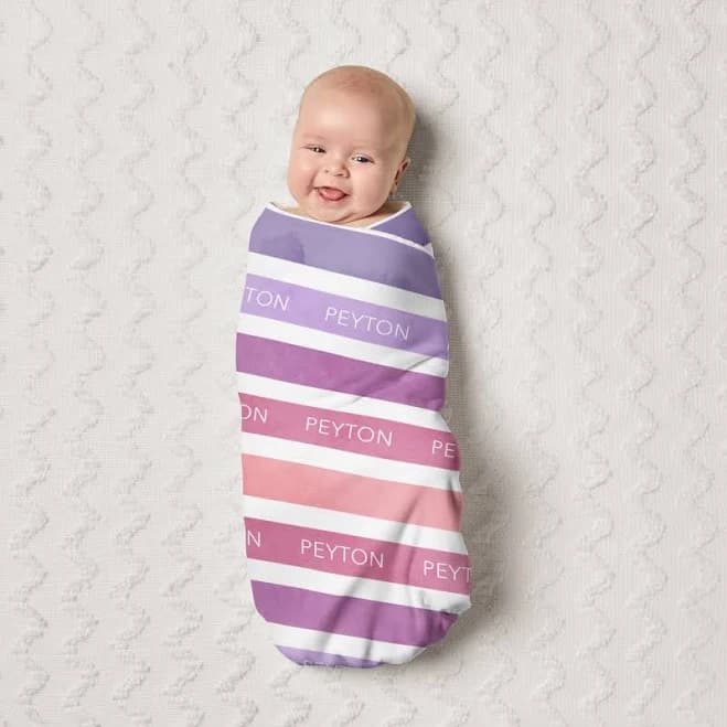 Personalized Colorful Stripes Baby Swaddle Blanket - Personalized Baby Gifts, Baby Shower Gifts, Custom Children Gifts and Toys from Parker & Pip