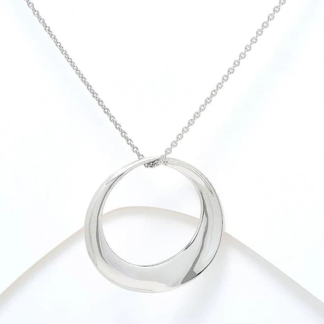 Sterling Silver Open Circle Sculpture Necklace