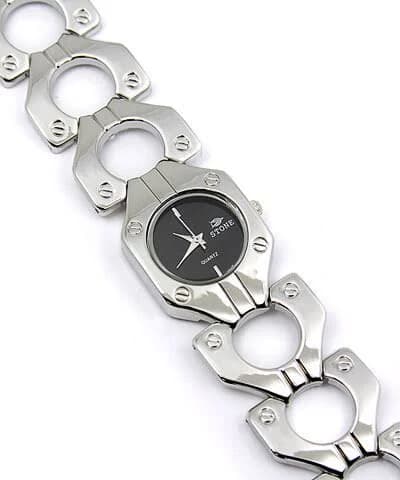 Lady Silver Watch - Hexagon Metal Link Band WT-L80651SV