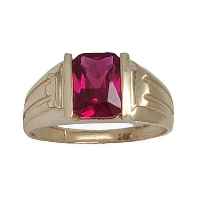 14K Rectangle Stone Ring