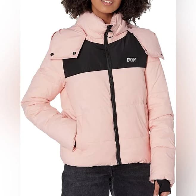 DKNY Women's Colorblock Puffer Jacket