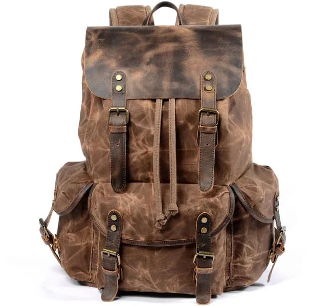 Retro Canvas Buckle Flap Large Backpack Outdoor Waterproof Bag