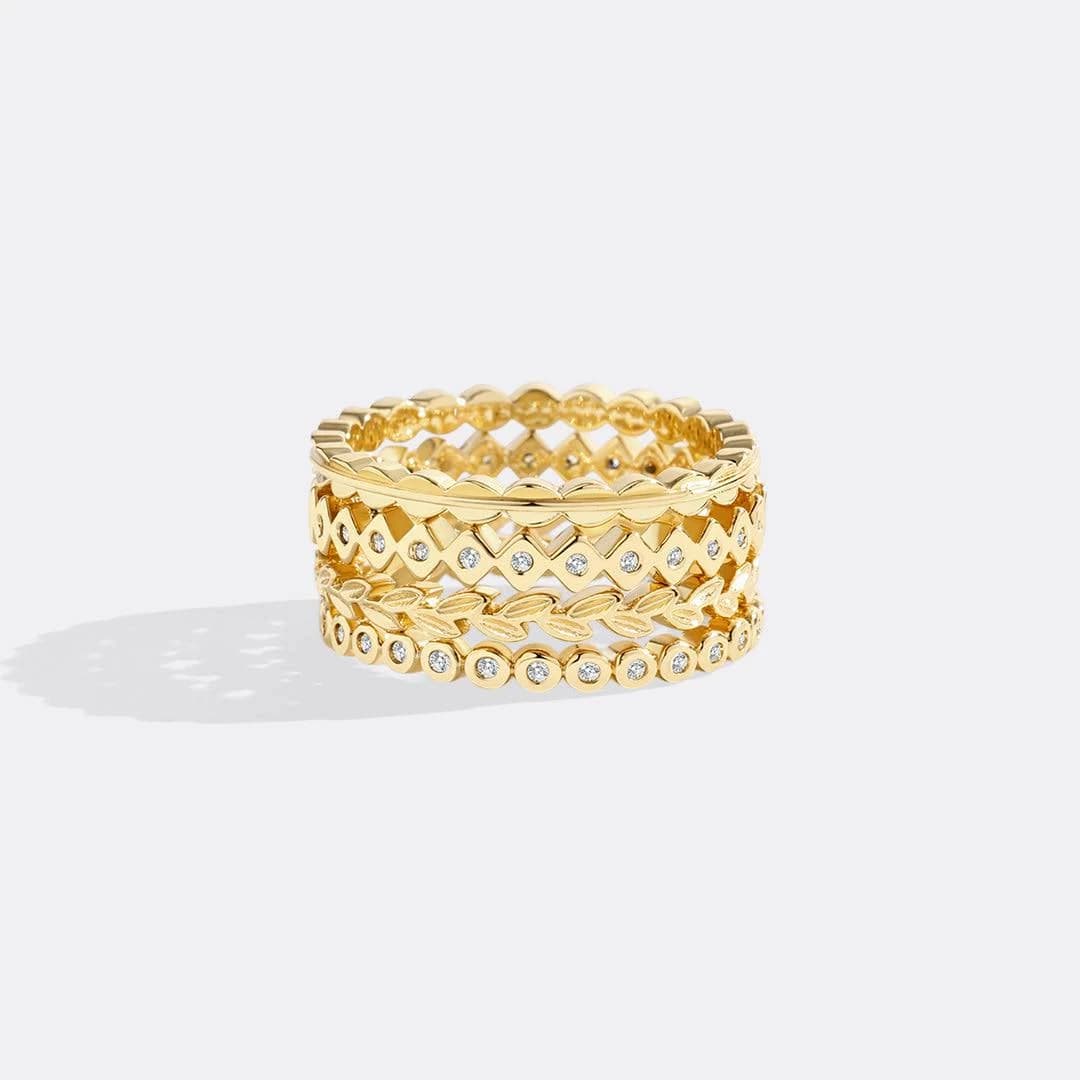 18K Gold Plated Dainty Gold Mini Ring Set