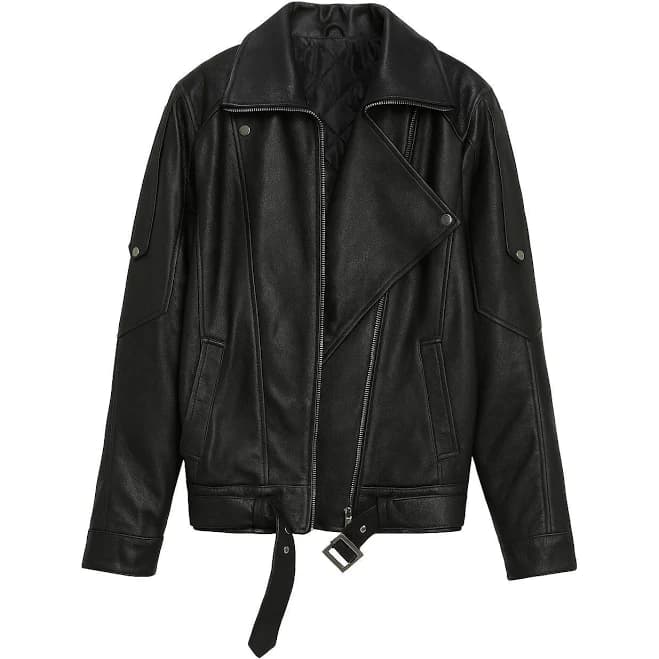 Oversized Genuine Leather Bomber Jacket
