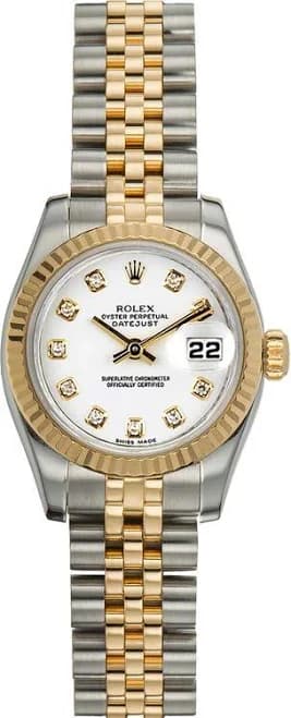 Rolex Women's Two-Tone Datejust With Factory White Diamond Dial 179173