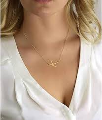 Amazon.com: MOMOL Sideways Initial Necklace 18K Gold Plated Stainless Steel Tiny Initial Necklace Dainty Personalized Letter Necklace Delicate Small Monogram Name Necklace for Women (S) : Clothing, Shoes & Jewelry