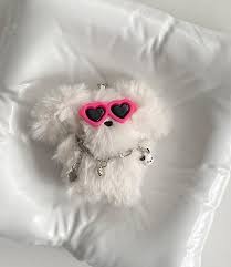Hipster White Puppy Keyring | Marshmallow Station