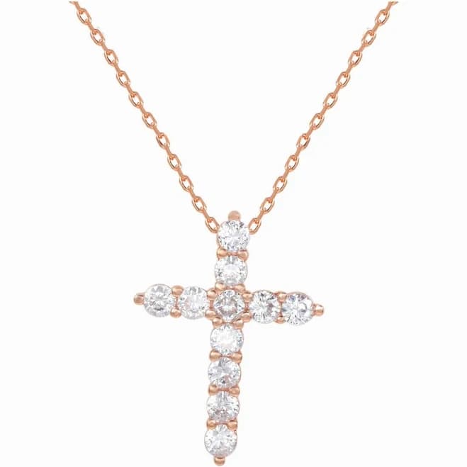 Suzy Levian Sterling Silver Cubic Zirconia Cross Pendant Necklace