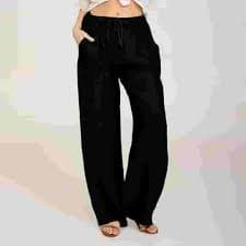 Jamicy Comfy Pants Women Spring Outfits 2025 Women's Cotton Linen Drawstring High Waisted Pants Casual Loose Fit Wide Leg Trousers - Walmart.com