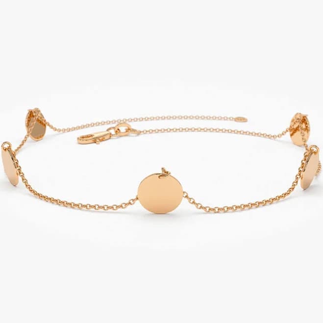 14K Solid Gold Dangle Disc Bracelet