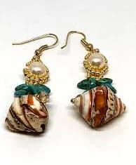 Pearl Turquoise Shell Dangle Earrings