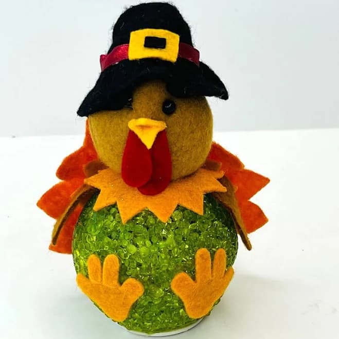 Plush Glowing Turkey Doll Autumn Decor Thanksgiving 4.5' Tall Battery