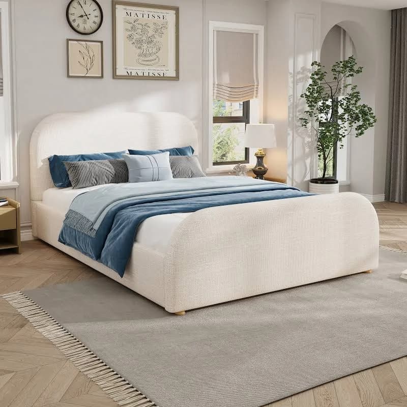 Beige Upholstered Bed