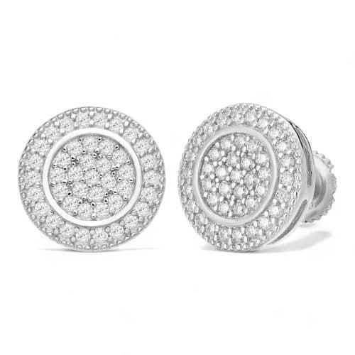 925 Silver CZ Round Earrings