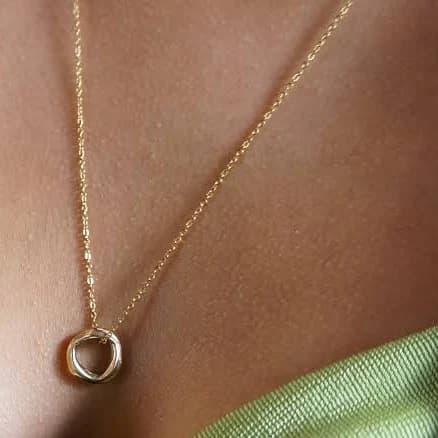 14kt Plated Stainless Steel Dainty Gold Circle Necklace