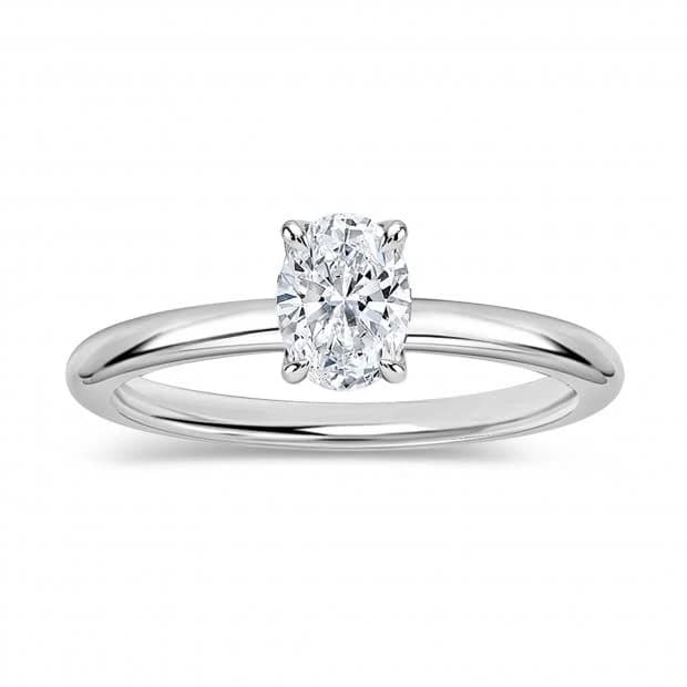 0.50 CTW Oval Lab Grown Diamond Classic Single Stone Ring in 925 Sterling Silver