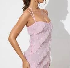 Oh Polly Meliora Embellished Ruffle Mini Dress